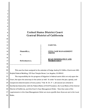 Excel payroll sheet - Civil case management order - US District Court - court cacd uscourts