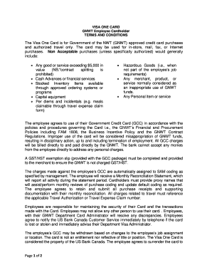 GNWT Employee Visa One Card Terms and Conditions