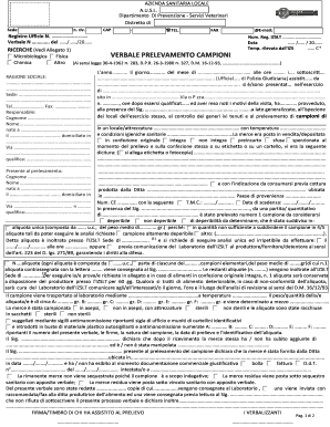 Modulo di prelievo campioni alimentari