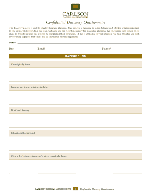 Confidential Discovery Questionnaire