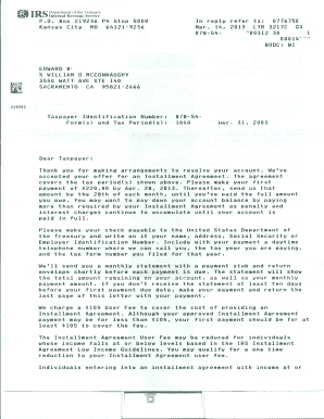 IRS Installment Agreement Notice