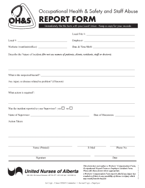 Occupational Health & Safety Incident Report Form