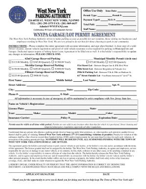 West New York Parking Permit Application