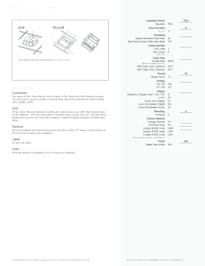 Equation 1x1 Fluorescent Light Specifications