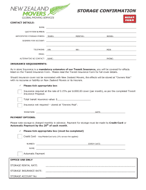 Storage Confirmation Form