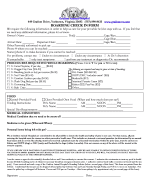Pet Boarding Check-In Form