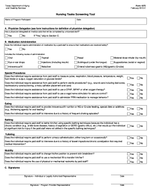 Texas Nursing Tasks Screening Tool