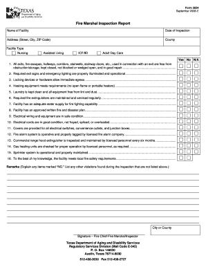 Fire Marshal Inspection Report Form 3654