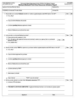 Texas STAR+PLUS Waiver Program Form 3672