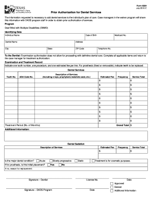 Prior Authorization for Dental Services