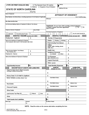 Affidavit of Indigency