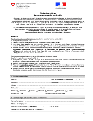 Formulaire de déclaration du choix du système d'assurance-maladie applicable