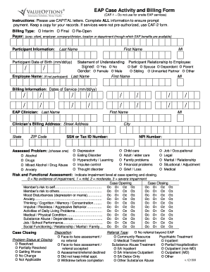 EAP Case Activity and Billing Form
