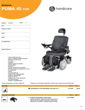 PUMA 40 FWD Wheelchair Configuration Form
