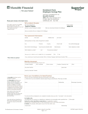 Employee Savings Plan Enrolment Form