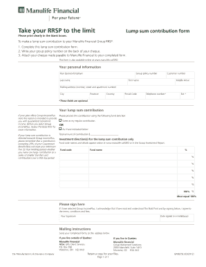 Manulife RRSP Lump Sum Contribution Form