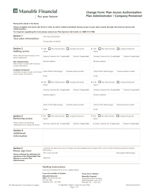 Plan Access Authorization Form