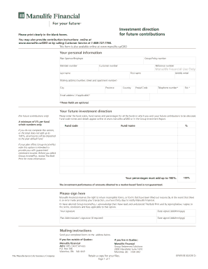 Manulife Investment Direction Form