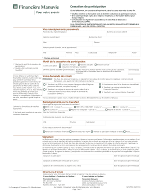 Formulaire de cessation de participation