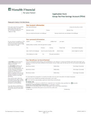 Group Tax-Free Savings Account Application Form