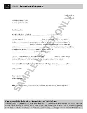 Letter to Insurance Company