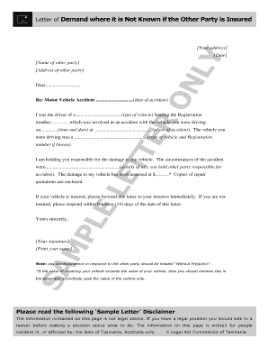 Letter of Demand for Motor Vehicle Accident