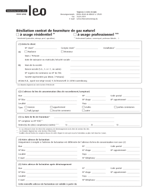 Résiliation contrat de fourniture de gaz naturel