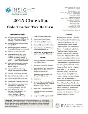Sole Trader Tax Return Checklist