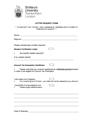 Student Letter Request Form