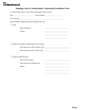 Merrill Lynch Standing Letter of Authorization Form