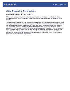 Video Recording Permission Release Form