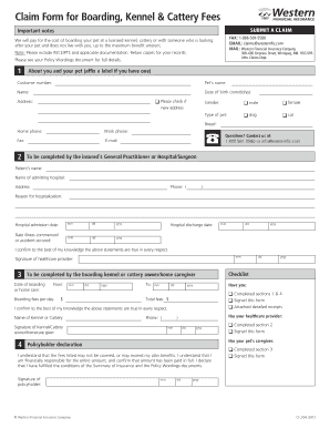 Pet Boarding Fee Claim Form