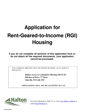 Application for Rent-Geared-to-Income (RGI) Housing
