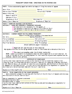 Transcript Order Form
