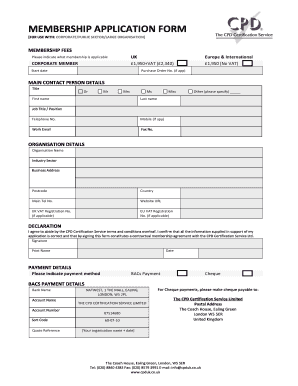 CPD Certification Service Membership Application Form