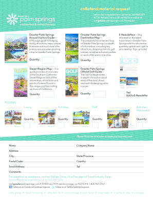 Greater Palm Springs Collateral Material Request Form