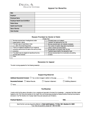 Health Insurance Claim Appeal Form