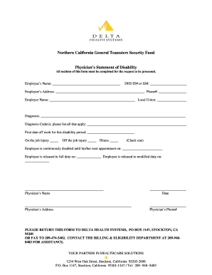 Physician's Statement of Disability