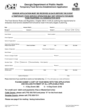 Georgia Temporary Food Service Establishment Application