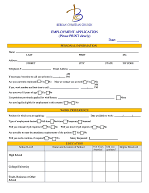 Employment Application Form