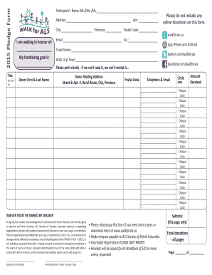2015 Walk for ALS Pledge Form