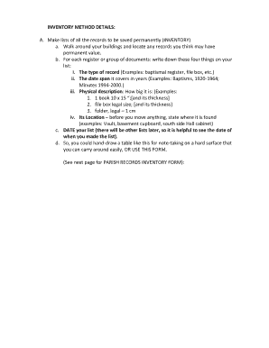 INVENTORY METHOD DETAILS A Make lists of all the records to bb