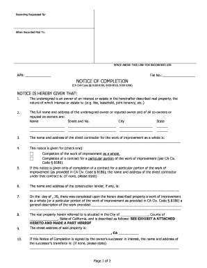 California Notice of Completion