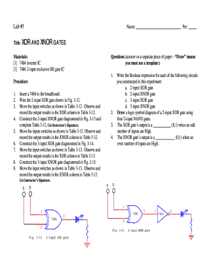 XOR and XNOR Gates Lab Form