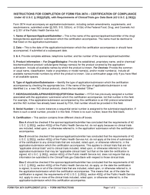 FDA Form 3674 Certification of Compliance