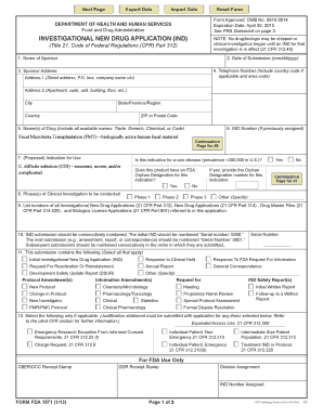 Investigational New Drug Application Form FDA 1571