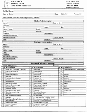 Dental Consent and Medical History Form