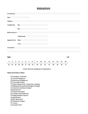 Referral Form for Endodontic Consideration