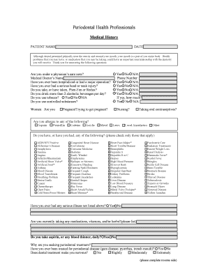 Periodontal Health Medical History Form