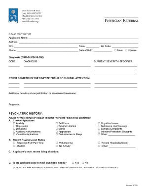 Rose Hill Physician Referral Form